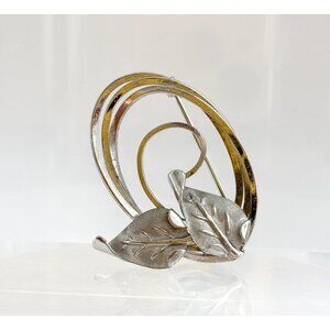 Rare Curtis Curtman DCE Signed Leaf Ornate Vintage Sterling Silver Brooch